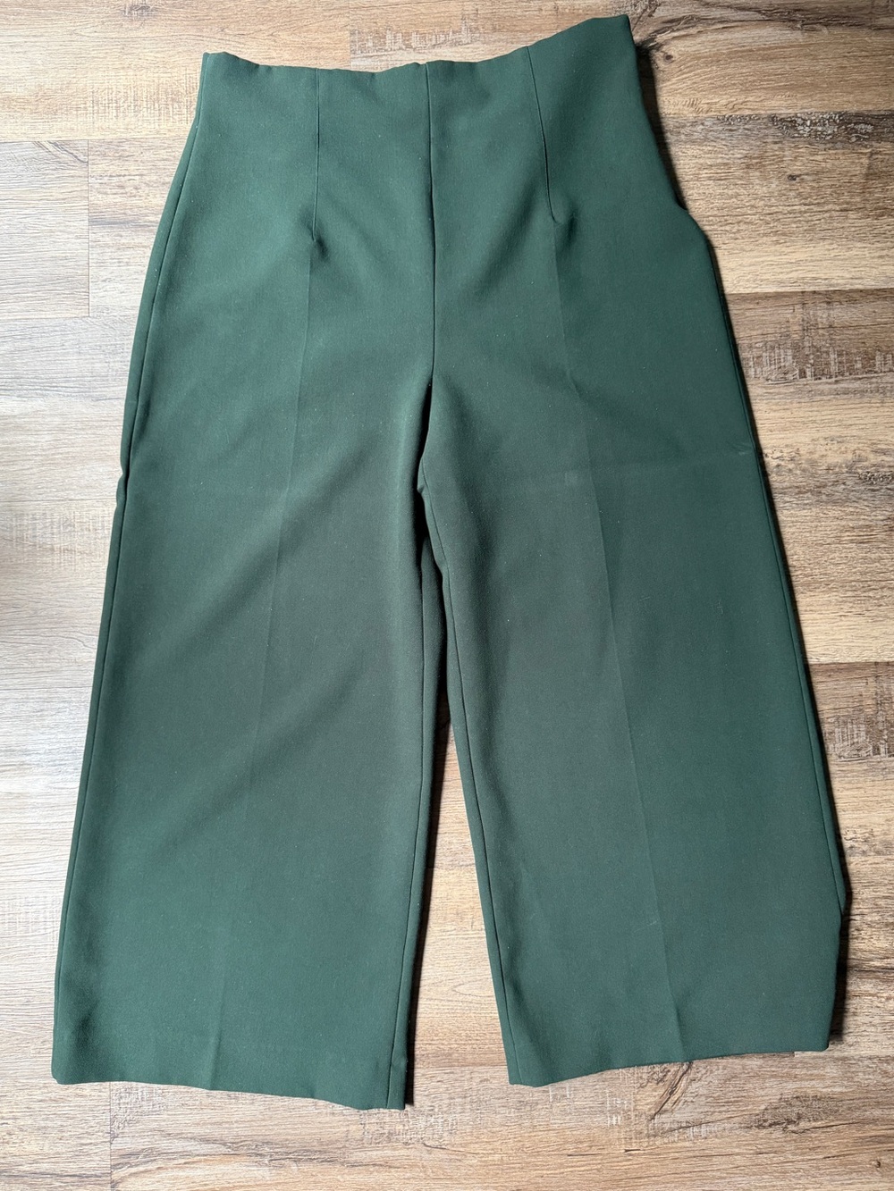 Zara Dark Green Wide Leg High-Waist Pants